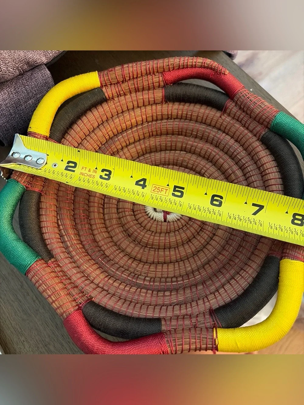 Handwoven Decorative Coiled Basket - Multicolor Brown Accent